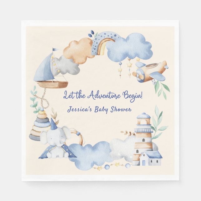 Serviette En Papier Laisser l'aventure commencer petit bébé Baby showe (Devant)