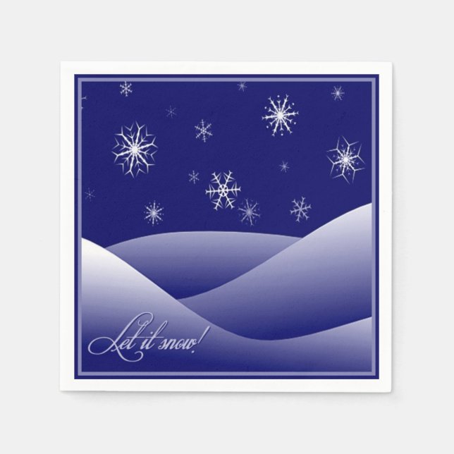 Serviette En Papier Laisser neiger Nuit d'hiver Naples de Noël (Devant)