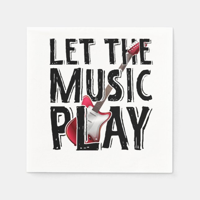 Serviette En Papier Laissez La Musique Jouer La Guitare Électrique (Devant)