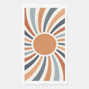 Serviette En Papier Laissez le soleil briller dans un style rétro colo