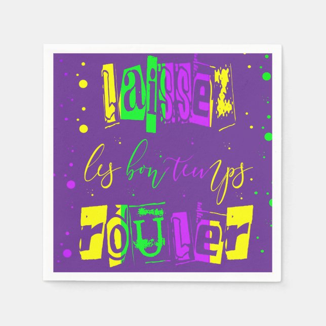 Serviette En Papier Laissez les bons temps rouler Typographie Mardi Gr (Devant)
