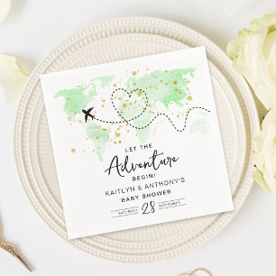 Serviette En Papier "Laissons Commencer L'Aventure !" Baby shower Cart