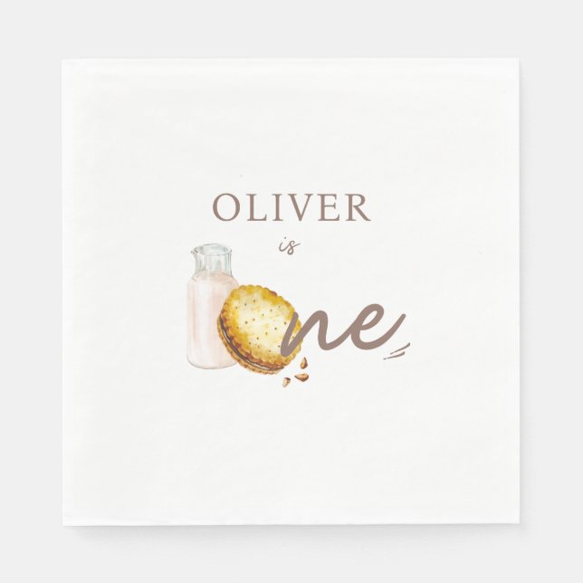 Serviette En Papier Lait et biscuits Première fête d'anniversaire (Devant)