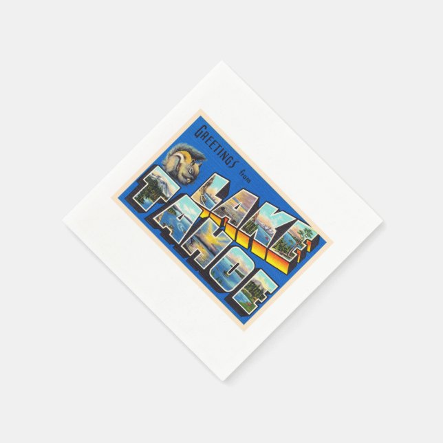 Serviette En Papier Lake Tahoe California CA Grande Lettre Carte posta (Coin)