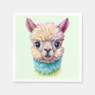 Serviette En Papier Lama de bébé coloré