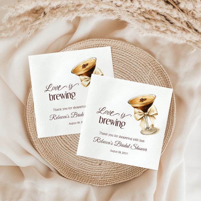 Serviette En Papier L'amour brasse Bow Espresso Martini Fête des marié (Créateur téléchargé)