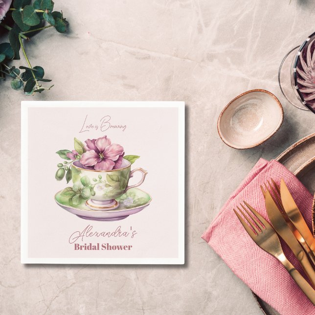 Serviette En Papier L'amour brasse la Fête des mariées de Tea Party (Créateur téléchargé)