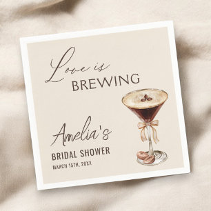 Serviette En Papier L'amour brasse la Fête des mariées Espresso Martin