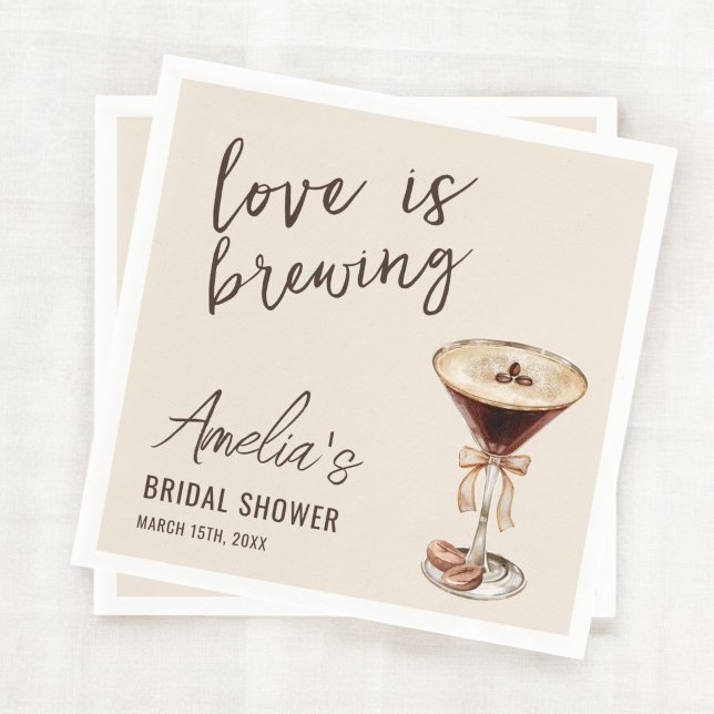 Serviette En Papier L'amour brasse la Fête des mariées Espresso Martin (Créateur téléchargé)