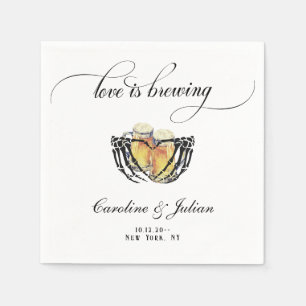 Serviette En Papier L'amour brasse Squelette Mains Bière Couple Douche