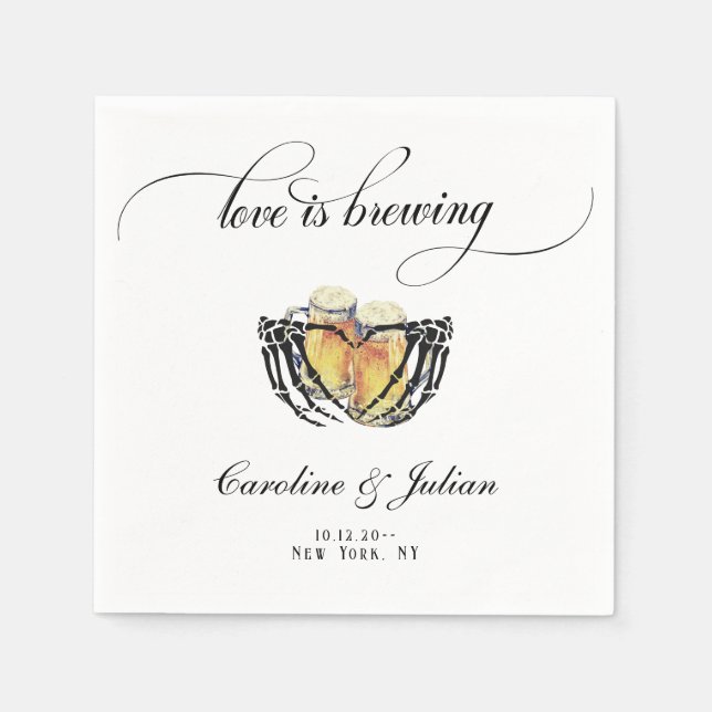 Serviette En Papier L'amour brasse Squelette Mains Bière Couple Douche (Devant)