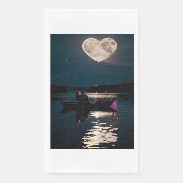 Serviette En Papier L'amour dans la lune (Devant)