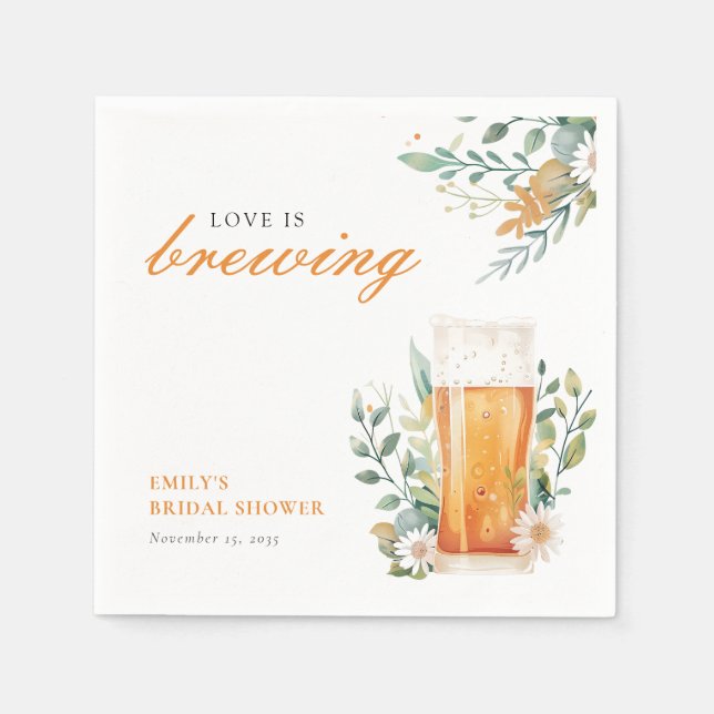Serviette En Papier L'amour de la bière brasse la Fête des mariées (Devant)