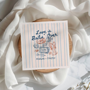 Serviette En Papier L'amour déborde de mariage de fruits de mer