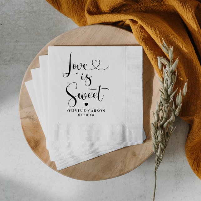 Serviette En Papier L'amour est doux moderne Black Heart Mariage de sc (Créateur téléchargé)