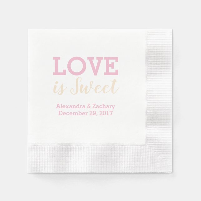 Serviette En Papier L'amour est doux rose Mariage Fiançailles (Devant)