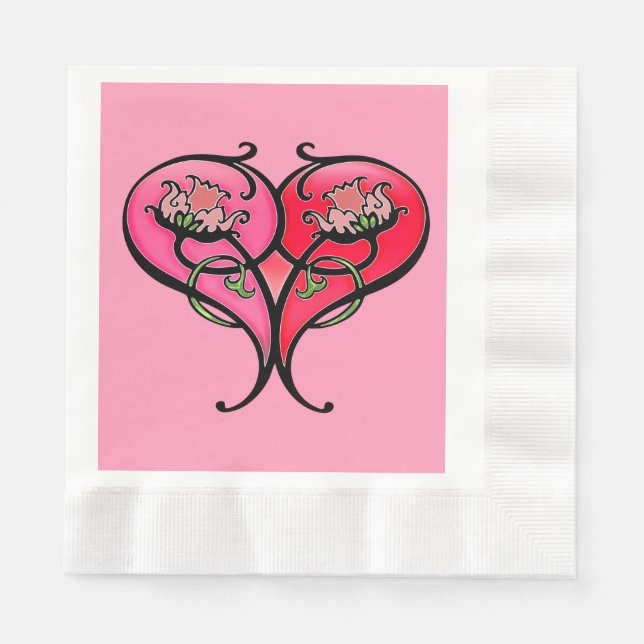 Serviette En Papier L'amour est en fleur (Devant)