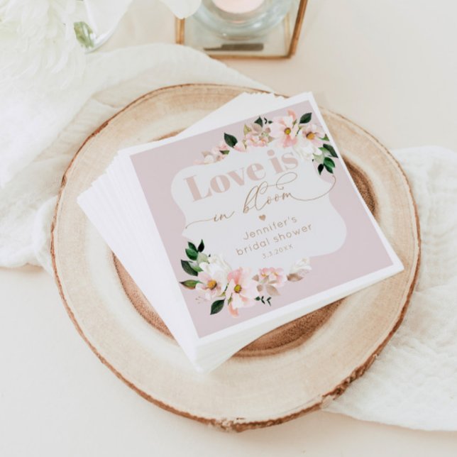 Serviette En Papier L'amour est en fleur rose vif mariée fleur sauvage (Créateur téléchargé)