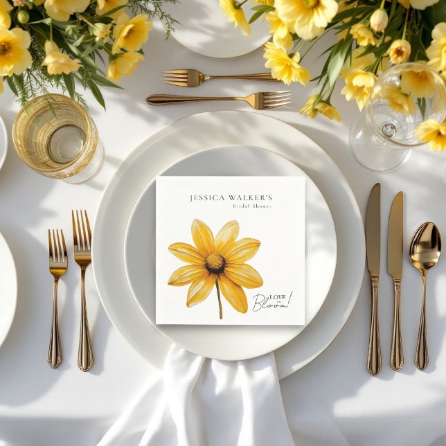 Serviette En Papier L'amour est en fleur une douche nuptiale fleurie m (love is in bloom bridal shower paper napkins , customizable with the brides name , minimal elegance )