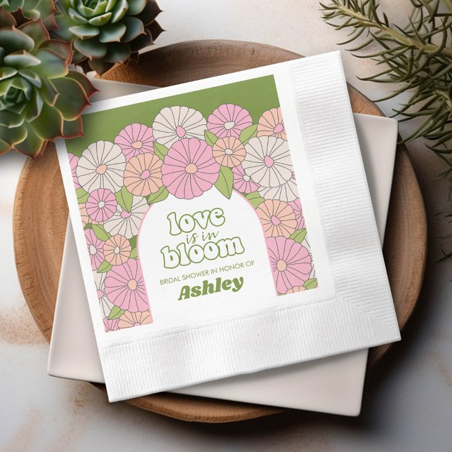 Serviette En Papier L'amour est en fleurs - Fête de mariage Boho Flowe (Custom Bridal Shower Napkins)