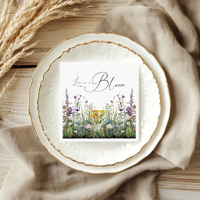 Serviette En Papier L'amour est en fleurs Fête de mariage champêtre fl (Créateur téléchargé)