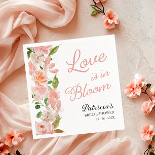 Serviette En Papier L'amour est en fleurs Fête de mariage floral rose 