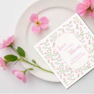 Serviette En Papier L'amour est en fleurs Fête de mariage rose floral