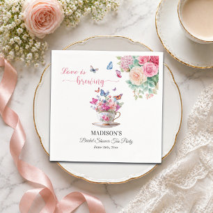 Serviette En Papier L'amour est en train de préparer la fête de thé de
