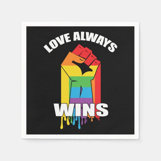 Serviette En Papier L'amour gagne toujours Gay LGBT (Devant)