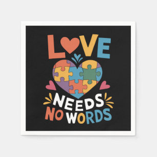 Serviette En Papier L'amour n'a pas besoin de mots Sensibilisation sur