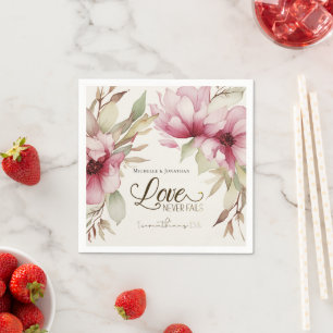 Serviette En Papier L'amour n'échoue jamais Bible Verse Mariage rose F