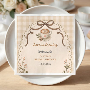 Serviette En Papier L'amour prépare un café Floral Vintage Personnalis