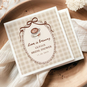 Serviette En Papier L'amour se prépare Gingham Coffee Bridal Shower