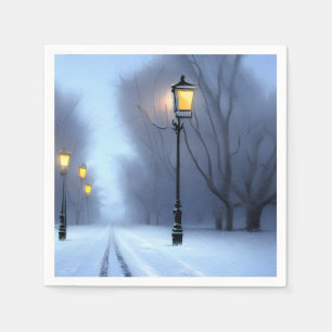 Serviette En Papier Lampes de rue qui brillent en hiver Pays des merve