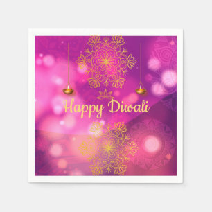 Serviette En Papier Lampes Mandala Diwali Purple Gold