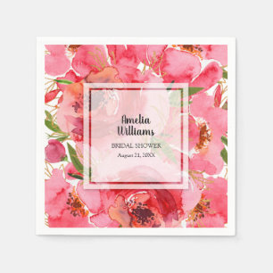 Serviette En Papier Lancement de mariage aux fleurs à l'aquarelle