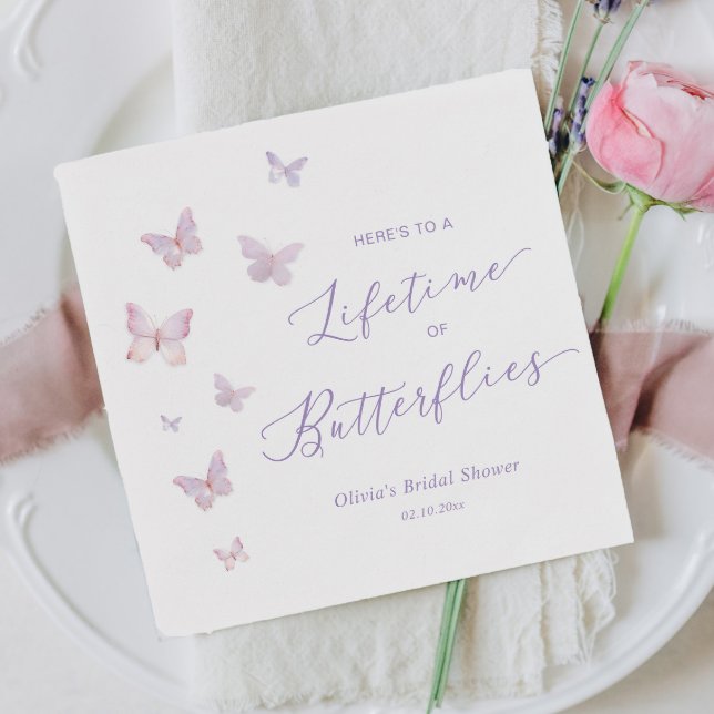 Serviette En Papier Lancement de mariage papillons pour toute une vie  (Créateur téléchargé)