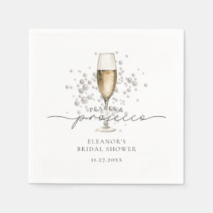 Serviette En Papier Lancement de mariage Perles aquarelles & Prosecco