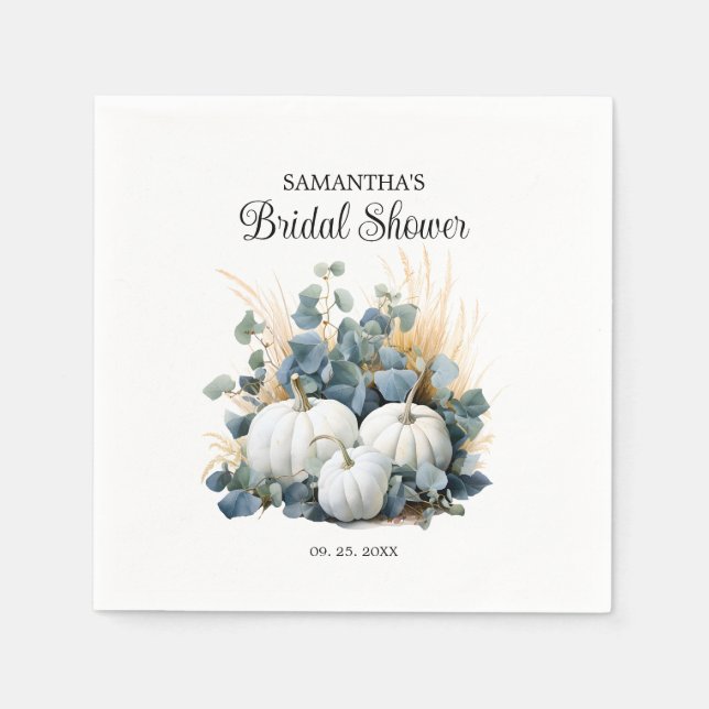 Serviette En Papier Lancer la douche de mariée aux citrouilles blanche (Devant)