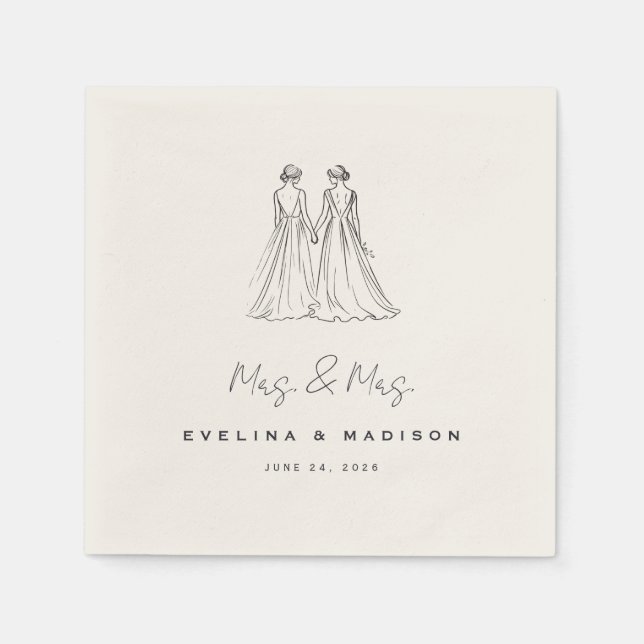 Serviette En Papier Langley Mme & Mme Mariage (Devant)