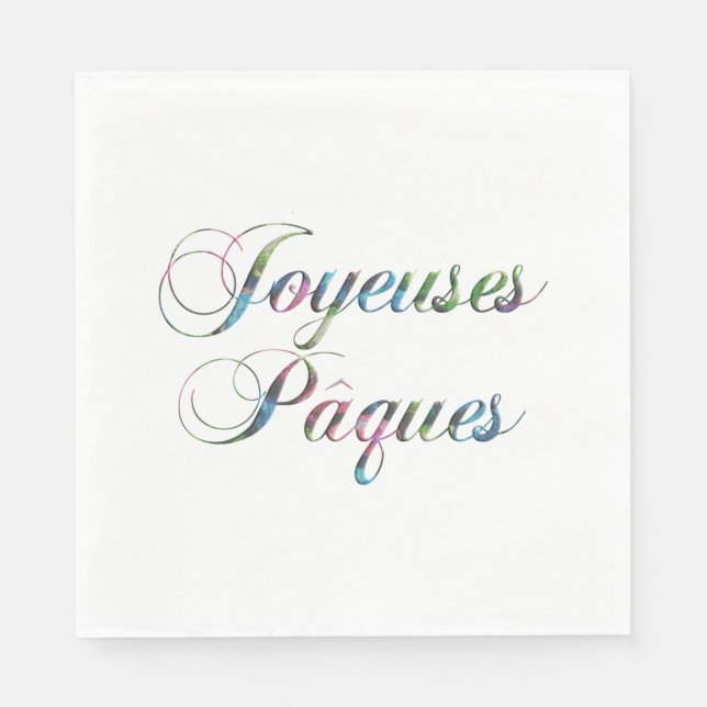 Serviette En Papier Langue Française Joyeuses Pâques (Devant)