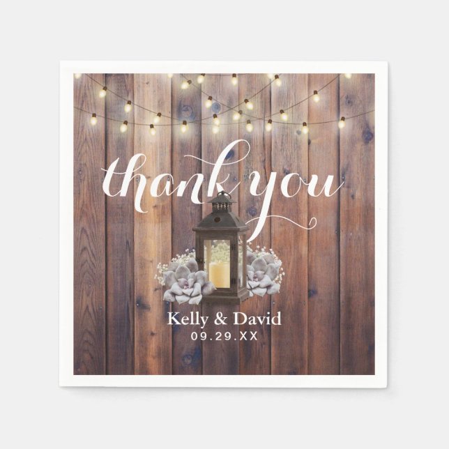 Serviette En Papier Lanterne de grange rustique et mariage avec guirla (Devant)