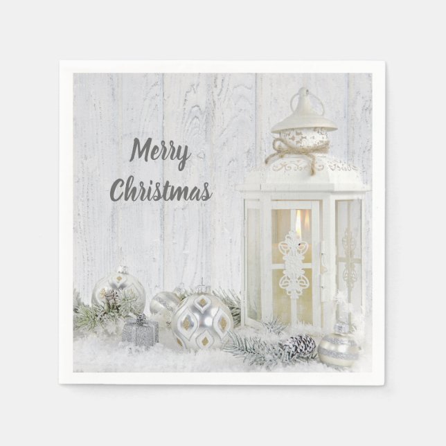 Serviette En Papier Lanterne De Noël Avec Ornements (Devant)