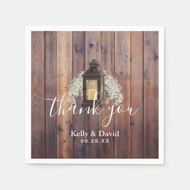 Serviette En Papier Lanterne rustique Mariage de la grange fleurie (Devant)