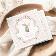 Lapin à noeud coquet Rose Gingham 1er Anniversaire