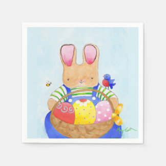 Serviette En Papier Lapin avec Pâques Panier Papier serviettes
