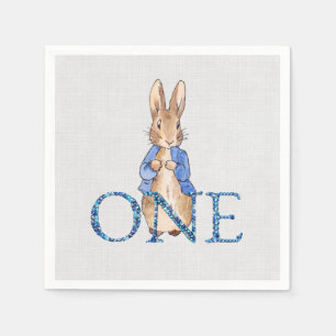 Serviette En Papier Lapin Classique en veste bleue Premier Anniversair