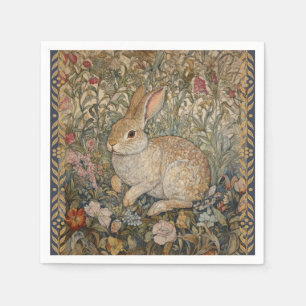 Serviette En Papier Lapin dans un jardin anglais style William Morris