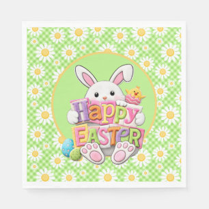 Serviette En Papier Lapin de Pâques de printemps Daisy