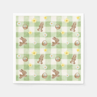 Serviette En Papier Lapin de Pâques Gingham Vert